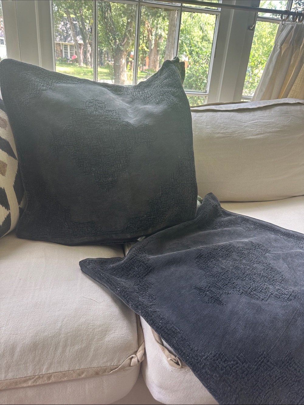 Pottery Barn Black Textured Accent Pillow Covers (2)